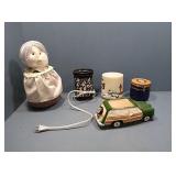 Household Box Lot : Planter, Candle, Wax Burne,