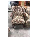 Nice floral chair wooden arms and legs
