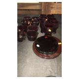 Red glass dishware