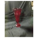 Red coin glass vase