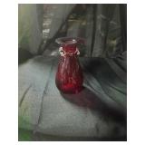 Red glass vase
