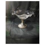 Glass dish with sterling silver base