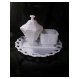 Milk glass bowl dish and server