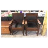 Pair of antique wooden chairs. Very heavy nice