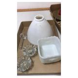 Glass shade. Candle holders. Dish Glass shade. Candle holders. Dish