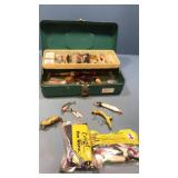 Metal tackle box with contents