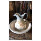 Blue flower. Pitcher and bowl Ironstone Blue flower. Pitcher and bowl Ironstone
