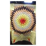 Quilt. Yellow brown. Red Quilt. Yellow brown. Red