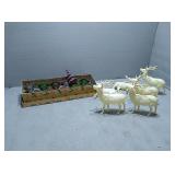 Box of Christmas trees and reindeer