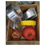 Box of assorted pans