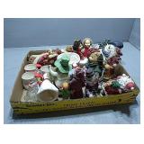 Flat of Christmas figurines, Santa mugs, and more