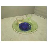 Green and pink depression ware