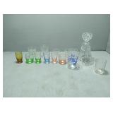 Flat of small glasses and a bell