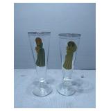 2 Vintage stemware disappearing clothes glasses