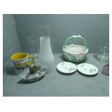 Flat of glassware, bell, angel and more
