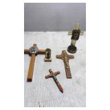 Wood metal crosses.
