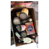 Box of assorted cans old