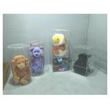 Flat of beanie babies in cases