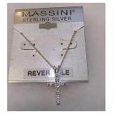 Massing sterling silver reversible cross necklace