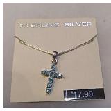 Sterling silver blue cross necklace