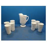 Indiana milk glass set grape pattern