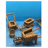 Miniature wood wagon. Wheelbarrow more