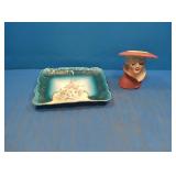 Lady planter a d painted plate