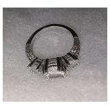 Sterling silver ring with 3 gem size 6