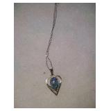 Sterling silver blue heart necklace