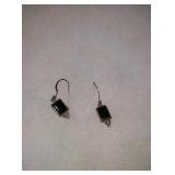 Black square sterling silver earrings