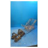 4 wood deer metal sleigh