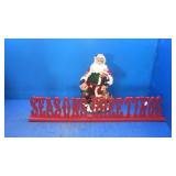 Season greeting wood sign. And Santa