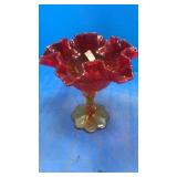Red ruffled vase