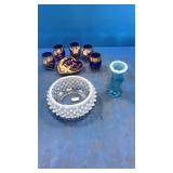 Hobnail and blue glass