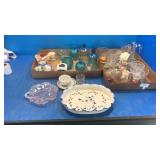 Lot glass. Blue candle holder clear glass