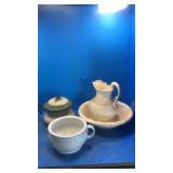 Ceramic pots and pitcher and bowl