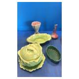 Holland mold cabbage, vases. More