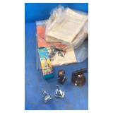 Assorted paper. Metal. Stamps flag