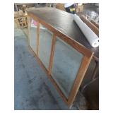 Large oak 3 panel beveled mirror