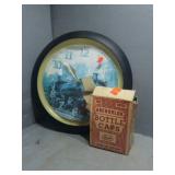 Engine Clock & Box of  Anchorlok Bottle Caps