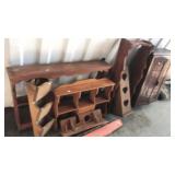 Lot of wood shelves. Wall hanger