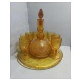 Amber Tiara Glass Dessert Wine Set