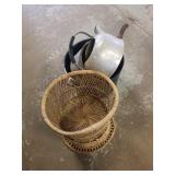 Graniteware pot with primitive goods - Vintage