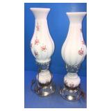 Pair glass vintage lamps