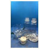 Glass canisters.  Pot