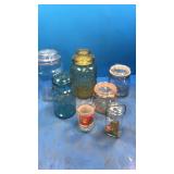 Glass canisters blue jar