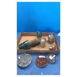 Glass insulators. Flower frogs