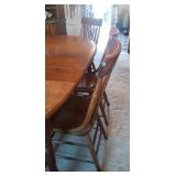 Early Oak Table & 6 Chairs - Gate leg & 3 leaves