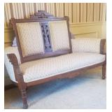 Victorian Eastlake Settee - Reupholstered
