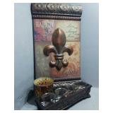 Home Decor Fleur De Lis Art 20.5" & candleholders